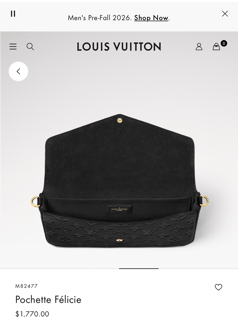 Louis Vuitton Black Pochette Félicie with Gold Chain - Picture 3 of 3